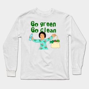 Eco friendly consumer. Go green go clean concept. Long Sleeve T-Shirt